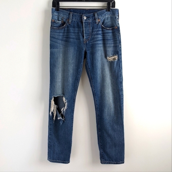 Levi's 501 CT mid rise distressed straight leg jeans 30 - Picture 1 of 12